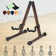 Acoustic Guitar Stand, A-Frame Folding Electric Guitar Stand, Comes with 5 Free Guitar Picks and 1 Free String Cleaner, Bass Guitar Stand, Banjo Stand for Mandolin, Ukulele, Cello, Black Walnut